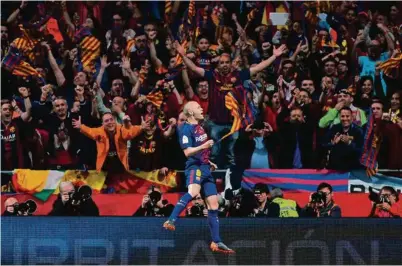  ?? (CRISTINA QUICLER/ AFP PHOTO) ?? Iniesta au moment de son doublé lors de la Copa del Rey.