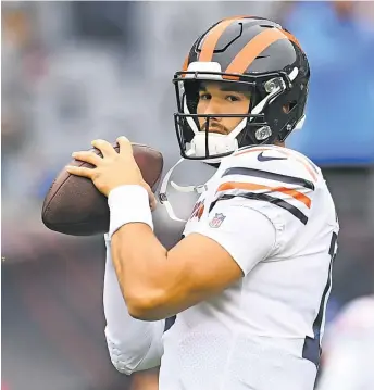  ?? STACY REVERE/GETTY IMAGES ?? The Bears need quarterbac­k Mitch Trubisky to be in good shape to face the Saints on Oct. 20.