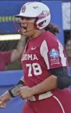  ?? Associated Press ?? Oklahoma’s Jocelyn Alo hit her 33rd and 34th home runs of the season Wednesday night.