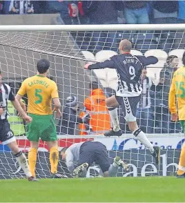  ?? ?? Jumping for joy Billy Mehmet celebrates his winner against Celtic in 2009