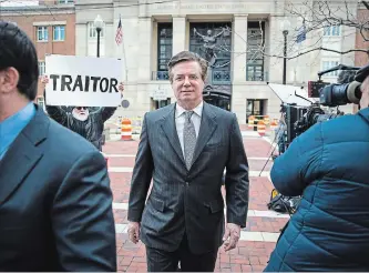  ?? AL DRAGO NEW YORK TIMES FILE PHOTO ?? Paul Manafort, U.S. President Donald Trump's former campaign chairman, shown in March, is now accused by federal prosecutor­s of attempting to tamper with witnesses in his federal tax and lobbying case.