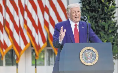  ?? Evan Vucci The Associated Press ?? President Donald Trump speaks Tuesday during a news conference in the Rose Garden of the White House.