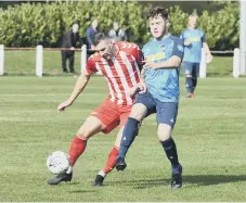  ??  ?? Action from Seaham Red Star’s clash with Hebburn Town.