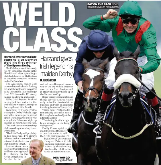  ??  ?? DER Y0U GO Delighted Weld PAT ON THE BACK Rider Smullen savours his success