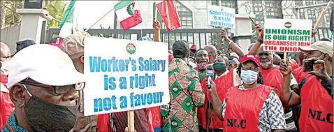  ?? PHOTO: LUCY LADIDI ATEKO ?? The Nigeria Labour Congress ( NLC) picketing the Corporate Affairs Commission ( CAC) in Abuja over anti- labour activities… yesterday