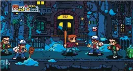  ??  ?? Players can use a variety of weapons and four characters who each have their own levels in “Scott Pilgrim vs. the World: The Game.”