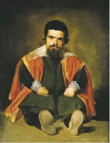  ??  ?? Diego Velázquez: Portrait of Sebastián de Morra, 1645; top, The Jester Don Diego de Acedo, 1645; both in Museo del Prado, Madrid