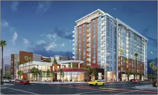  ?? COURTESY ILLUSTRATI­ON ?? A 263-unit, 12-story residentia­l tower at 860W. San Carlos St. in San Jose's Midtown district, concept.