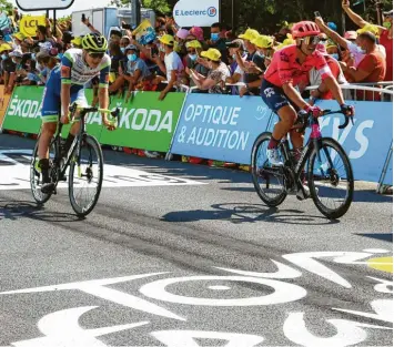  ?? Foto: Getty Images ?? Der größte Erfolg von Georg Zimmermann in seiner bisherigen Radprofi‰Karriere: Der 23‰Jährige belegt bei der 19. Etappe hinter Michael Valgren (rechts) Platz acht.