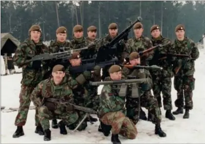  ??  ?? John Templeton, in back row right, in the Scots Guards in Germany, and top right as a graduate. Above right, Kevin Helton