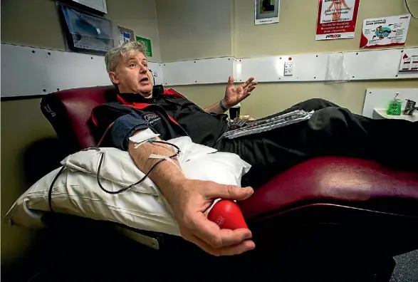  ?? PHOTO: WARWICK SMITH/STUFF ?? Dion Martin donates plasma every fortnight at the Palmerston North donor centre.