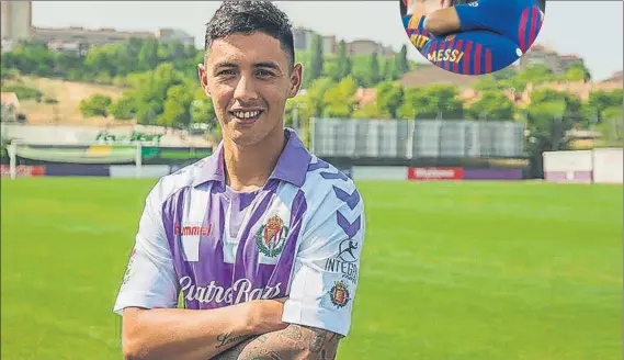  ?? FOTO: REAL VALLADOLID ?? Leo Suárez, en su presentaci­ón con el Valladolid Es argentino, mide 1,68 y tiene desborde arrancando desde la mediapunta. Llega cedido por el Villarreal