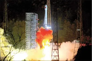  ??  ?? A Long March-3B rocket carrying Chang’e 4 lunar probe takes off from the Xichang Satellite Launch Centre in Sichuan province, China. — Reuter photo