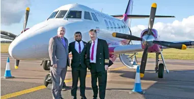  ??  ?? Firnas Airways managing director John Brayford, CEO Kazi Rahman and COO John Ibbotson