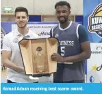  ??  ?? Hamad Adnan receiving best scorer award.