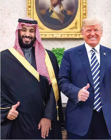 ?? Foto: dpa/SPA ?? Kronprinz Mohammed bin Salman und US-Präsident Donald Trump im Weißen Haus