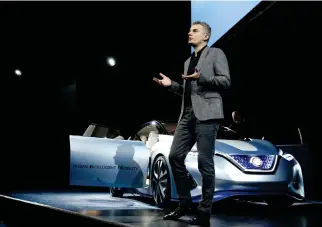  ??  ?? Ogi Redzic speaks at the Nissan event in Las Vegas in this Jan. 5 file photo. (Reuters)