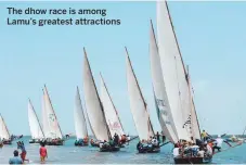  ??  ?? The dhow race is among Lamu’s greatest attraction­s