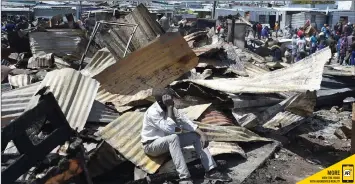  ?? PHANDO JIKELO African News Agency (ANA) ?? ABOUT 1 400 people were affected by the fire that swept through the Kosovo informal settlement in Philippi yesterday. |