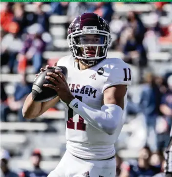  ?? BUTCH DILL AP ?? Texas A&M quarterbac­k Kellen Mond, who has guided his team to 8-1 and No. 5 in th CFP rankings, said: ‘I wanted to just leave this place a lot better than when I came in. … I definitely think I’ve done that already.’