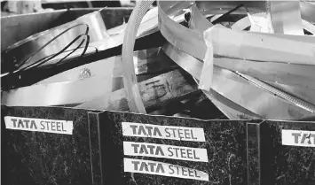  ?? — Reuters photo ?? Waste metal is seen at Tata Steel’s new robotic welding line at their Automotive Service Centre in Wednesfiel­d, Britain on Feb 15. Most waste seized was metal or electronic, generally related to the car industry. Some 326 individual­s and 244 companies...
