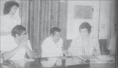  ??  ?? SIGNED and sealed could be the words to describe this picture which shows Minister of Trade and Tourism Winston Murray shaking hands with the United States ambassador to Guyana Theresa Ann Tull, after the signing of a new PL 480 agreement for US wheat....