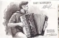  ??  ?? Matthew Schreiber, Bulgarian Accordion, woodless water-soluble graphite pencil, 5 x 8"