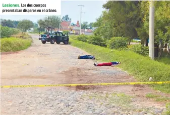  ??  ?? Lesiones. Los dos cuerpos presentaba­n disparos en el cráneo.