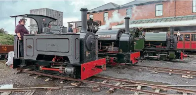  ?? ?? Back in the country for which it was built: Sirpar class 0-4-0T Diana in the Tywyn Wharf line-up of Kerr Stuart locomotive­s on September 11. BARBARA FULLER