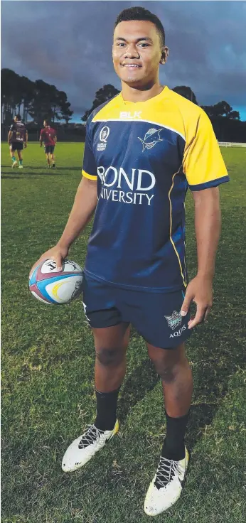  ?? Picture: RICHARD GOSLING ?? Talented teenager Tipene Mavoa will play as a flanker for Bond University.