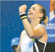  ?? Photo: REUTERS ?? Job done: Marina Erakovic’s supporters at the Australian Open saw her win against France’s Irena Pavlovic last night.