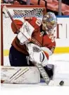  ?? LYNNE SLADKY/AP ?? Panthers goaltender Spencer Knight stops a shot during Game 5 of the Stanley Cup firstround playoff series against the Lightning.