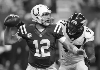  ?? MATT KRYGER, THE INDIANAPOL­IS STAR ?? Colts quarterbac­k Andrew Luck is poised to land the biggest contract in NFL history.