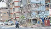  ??  ?? A Ganesh pandal coming up on F Cabin Road in Kalyan ahead of Ganeshotsa­v.