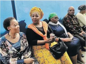  ??  ?? From left: Thobeka Madiba, Bongi Ngema, MaKhumalo Zuma and Jacob Zuma. Madiba-Zuma posted this image on her Instagram account, #thobekamad­ibazuma Photo: Instagram