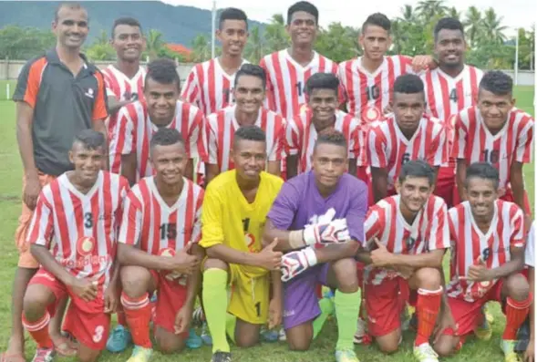  ??  ?? Labasa Under-19 football team at Subrail Park, Labasa.