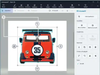  ??  ?? Das normale Malen, Zeichnen oder Kritzeln funktionie­rt weiterhin auch mit Paint 3D. Allerdings stehen Ihnen wesentlich mehr Werkzeuge zur Verfügung als in den früheren Versionen von Microsoft Paint.