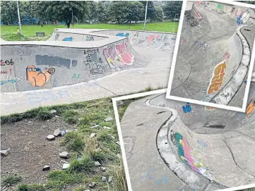  ??  ?? DESTRUCTIO­N: There was extensive damage to the Cowdenbeat­h sporting facility.