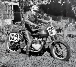  ??  ?? The bike, prepared for flat track racing by its original owner Robert Woodson