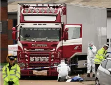  ??  ?? Grim discovery... the victims, who died in the lorry container, above, were trafficked by Hughes, top right, and Nica, right