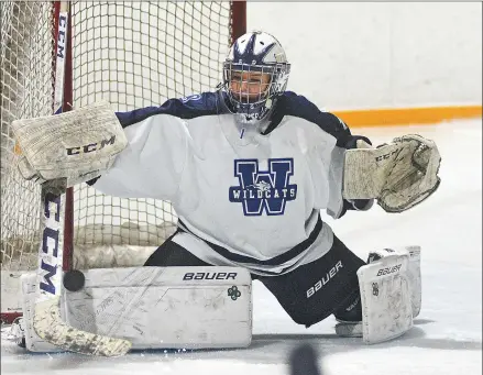  ?? STEVEN MAH/SOUTHWEST BOOSTER ?? Brooke Archer made 19 saves for the Female Bantam AA Broncos in a 5-4 win over the Regina Rebels.