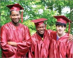  ??  ?? CSF Buxmont Academy 2013 Pottstown graduates pictured left to right are Davon Fluellen, Robert Clark and Austin Stone.