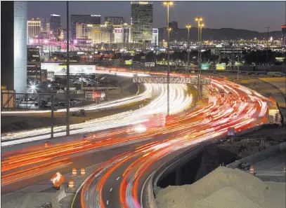  ?? Richard Brian ?? Las Vegas Review-journal @vegasphoto­graph Both directions of Interstate 15 will be narrowed to three lanes between Sahara Avenue and Washington Avenue in March as part of Project Neon.
crews work on Project Neon through July.