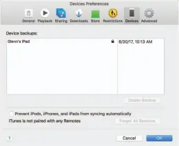  ??  ?? IOS backups appear in the Devices tab of itunes preference­s.