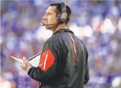  ?? Alex Goodlett / Getty Images 2015 ?? Kyle Shanahan will seek to restore his and the 49ers’ fortunes after absorbing a historic defeat with the Falcons.