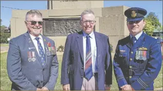  ??  ?? Right: Dubbo RSL Vice President Tom Gray, Federal Member for Parkes Mark Coulton, RAAF Squadron Leader David Mann.