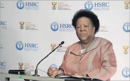  ?? Photo courtesy DST ?? Minister of Science and Technology Naledi Pandor at the launch of two national surveys on R&D and IP last week.