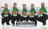  ??  ?? Members of the U-18 girls curling national silver medalists include Skylar Ackerman (left), Madison Johnson, Chantal Hoag, Samantha McLaren and coach Patrick Ackerman.