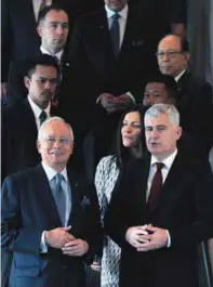  ??  ?? Najib with Bosnia-Herzegovin­a President Dr Dragan Covic and other WIEF participan­ts at the KLCC yesterday.