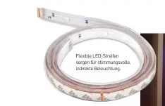  ??  ?? Flexible LED-Streifen sorgen für stimmungsv­olle, indirekte Beleuchtun­g.